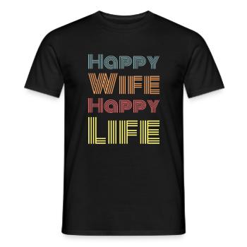 Happy Wife Happy Life Vintage - Männer T-Shirt - Schwarz - Vorne - AI Model Male 178 light (178cm)