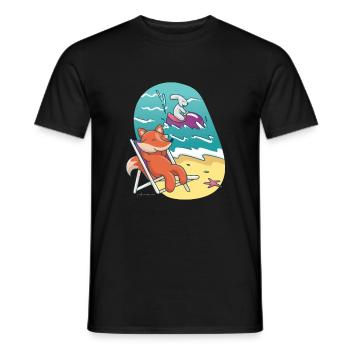 Fox and bunny beach vacation friends friendship - Men's T-Shirt - black - Front - AI Model Male 178 light (178cm)