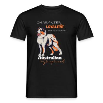 Aussie Shepherd character loyalty friendship - Men's T-Shirt - black - Front - AI Model Male 178 light (178cm)