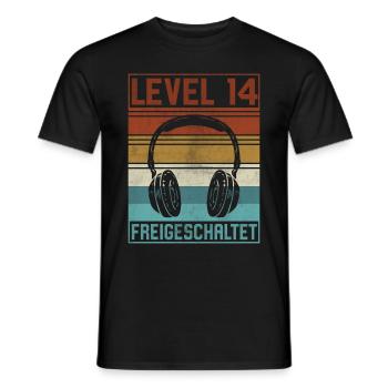 14. Geburtstag Junge Gamer Level 14 Jahre - Männer T-Shirt - Schwarz - Vorne - AI Model Male 178 light (178cm)