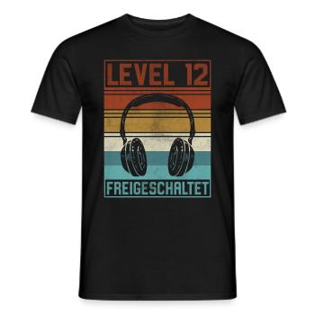 12. Geburtstag Junge Gamer Level 12 Jahre - Männer T-Shirt - Schwarz - Vorne - AI Model Male 178 light (178cm)