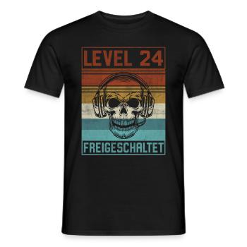 24. Geburtstag Gamer Level 24 Jahre - Männer T-Shirt - Schwarz - Vorne - AI Model Male 178 light (178cm)