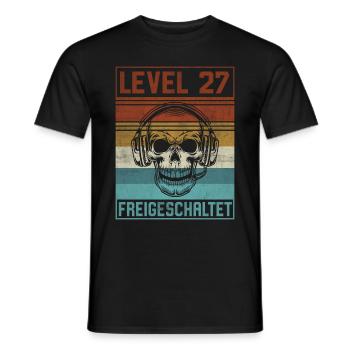 27. Geburtstag Gamer Level 27 Jahre - Männer T-Shirt - Schwarz - Vorne - AI Model Male 178 light (178cm)