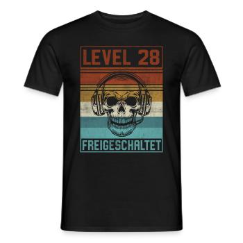 28. Geburtstag Gamer Level 28 Jahre - Männer T-Shirt - Schwarz - Vorne - AI Model Male 178 light (178cm)