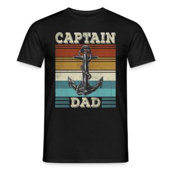 Captain Papa Sailboat Anchor Sailor Papa - Men's T-Shirt - black - Front - AI Model Male 178 light (178cm)