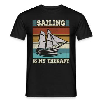 Sailing is my therapy Sailboat Funny Sail - Men's T-Shirt - black - Front - AI Model Male 178 light (178cm)