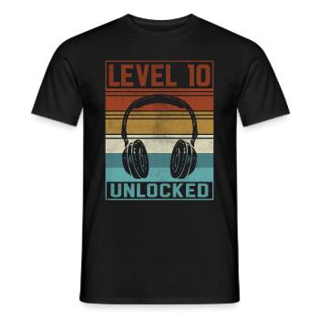 Gamer Boy 10th Birthday Gamer - Men's T-Shirt - black - Front - AI Model Male 178 light (178cm)