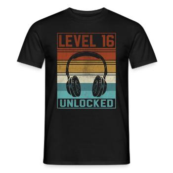 Gamer Boy 16th Birthday Gamer - Men's T-Shirt - black - Front - AI Model Male 178 light (178cm)