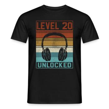 Gamer 20th Birthday Gamer - Men's T-Shirt - black - Front - AI Model Male 178 light (178cm)