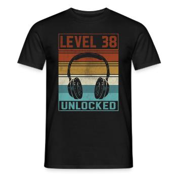 Gamer 38th Birthday Gamer - Men's T-Shirt - black - Front - AI Model Male 178 light (178cm)