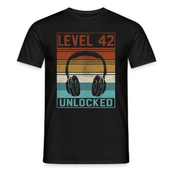 Gamer 42nd Birthday Gamer - Men's T-Shirt - black - Front - AI Model Male 178 light (178cm)