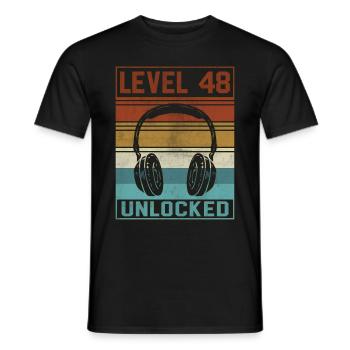 Gamer 48th Birthday Gamer - Men's T-Shirt - black - Front - AI Model Male 178 light (178cm)