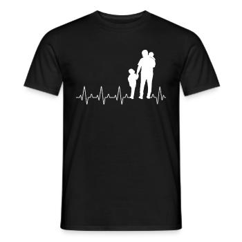 Father 2 Kids Heartbeat Proud Dad - Männer T-Shirt - Schwarz - Vorne - AI Model Male 178 light (178cm)