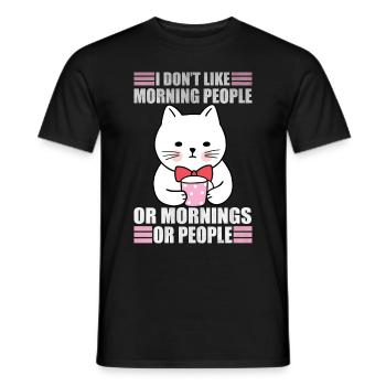 Funny Morning People Sarcasm Coffee Moody Cat - Männer T-Shirt - Schwarz - Vorne - AI Model Male 178 light (178cm)