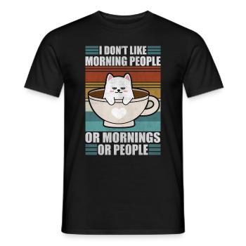 Sarcastic Kitty Moody Coffee Lazy Cat - Men's T-Shirt - black - Front - AI Model Male 178 light (178cm)