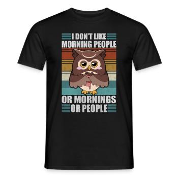 Sarcastic Owl Moody Coffee Lazy Owls - Männer T-Shirt - Schwarz - Vorne - AI Model Male 178 light (178cm)