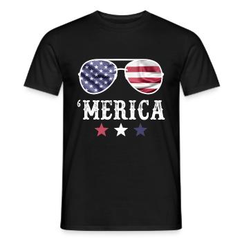 Merica Lunettes de soleil 4 juillet Hommes Femmes Américaine F - T-shirt homme - noir - Devant - AI Model Male 178 light (178cm)