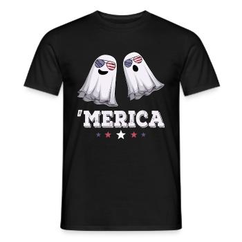 Ghosts Merica 4 juillet Drapeau américain USA - T-shirt homme - noir - Devant - AI Model Male 178 light (178cm)