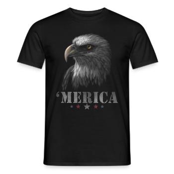 Eagle Patriotic Merica Hommes Femmes 4 juillet USA - T-shirt homme - noir - Devant - AI Model Male 178 light (178cm)