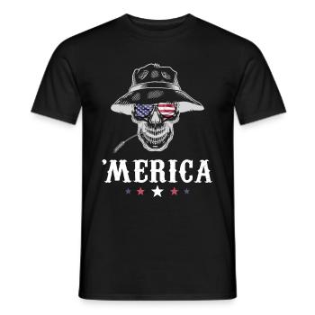 Skull Farmer Merica 4th of July American Flag USA - Men's T-Shirt - black - Front - AI Model Male 178 light (178cm)