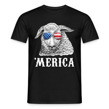 Sheep Merica 4th of July Farmer American Flag USA - Men's T-Shirt - black - Front - AI Model Male 178 light (178cm)
