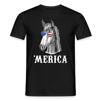 Cheval Merica 4 juillet USA Hommes Femmes American Fl - T-shirt homme - noir - Devant - AI Model Male 178 light (178cm)