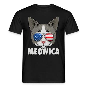 Cat 4th of July USA Kitten American Flag - Männer T-Shirt - Schwarz - Vorne - AI Model Male 178 light (178cm)