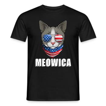 Cat 4th of July Kitten American Flag USA - Männer T-Shirt - Schwarz - Vorne - AI Model Male 178 light (178cm)