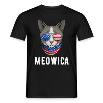 USA Cat 4th of July Kitten American Flag - Männer T-Shirt - Schwarz - Vorne - AI Model Male 178 light (178cm)