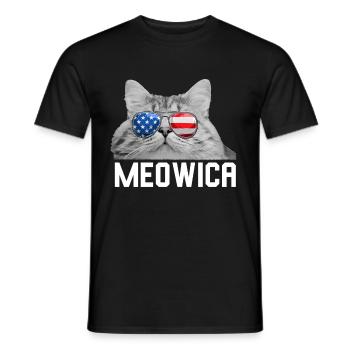 Cat 4 juillet Hommes Femmes USA Drapeau américain - T-shirt homme - noir - Devant - AI Model Male 178 light (178cm)