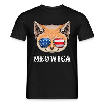 Chat 4 juillet Hommes Femmes Chaton USA Drapeau américain - T-shirt homme - noir - Devant - AI Model Male 178 light (178cm)