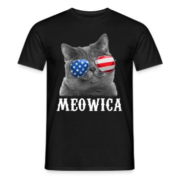 Cat 4th of July Merica USA American Flag - Männer T-Shirt - Schwarz - Vorne - AI Model Male 178 light (178cm)