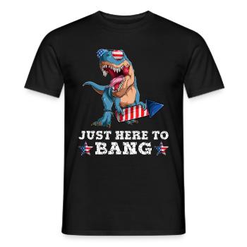 Trex 4 juillet Dinosaur Fireworks Drapeau américain - T-shirt homme - noir - Devant - AI Model Male 178 light (178cm)