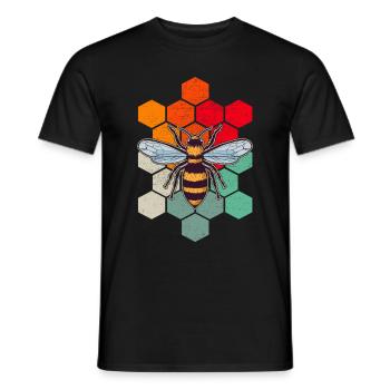 Biene Retro Wabe Imkerei - Männer T-Shirt - Schwarz - Vorne - AI Model Male 178 light (178cm)