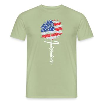 Independence Day Sunflower July 4 - Men's T-Shirt - sage - Front - AI Model Male 178 light (178cm)