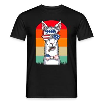 Lama USA Amerikanische Llamas 4. Juli - Männer T-Shirt - Schwarz - Vorne - AI Model Male 178 light (178cm)