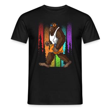 Retro Walking Bigfoot Unheimlich - Männer T-Shirt - Schwarz - Vorne - AI Model Male 178 light (178cm)