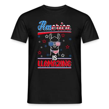 Llama USA Hommes Femmes Amérique 4 juillet - T-shirt homme - noir - Devant - AI Model Male 178 light (178cm)