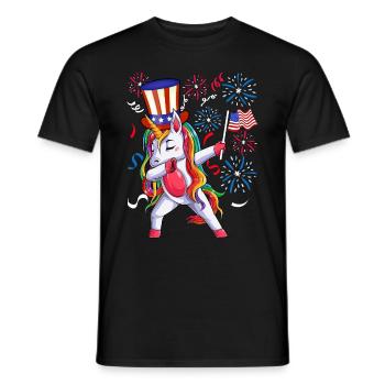 Dabbing Unicorn Girls 4 juillet Femmes USA - T-shirt homme - noir - Devant - AI Model Male 178 light (178cm)
