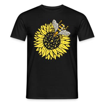 Sunflower Bee lovers Beekeeper honey - Men's T-Shirt - black - Front - AI Model Male 178 light (178cm)