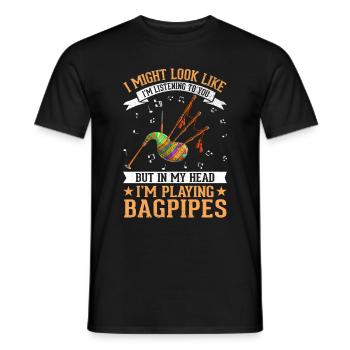 Addicted bagpipe player Music lover Funny - Men's T-Shirt - black - Front - AI Model Male 178 light (178cm)