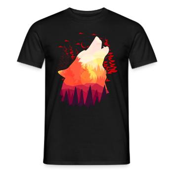 Heulender Wolf Sonnenuntergang Natur Mond - Männer T-Shirt - Schwarz - Vorne - AI Model Male 178 light (178cm)