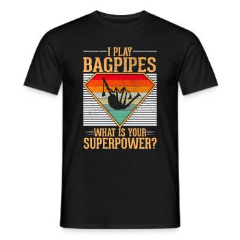Bagpipe Musician Funny Bagpiper - Men's T-Shirt - black - Front - AI Model Male 178 light (178cm)