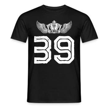 39 Number crown - Men's T-Shirt - black - Front - AI Model Male 178 light (178cm)