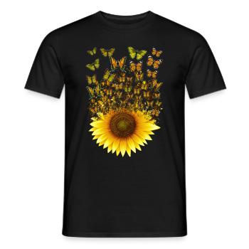 Sunflower Butterflies Women Girls Floral - Men's T-Shirt - black - Front - AI Model Male 178 light (178cm)