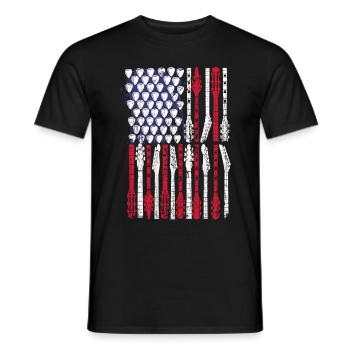 Gitarre USA Musikliebhaber 4. Juli - Männer T-Shirt - Schwarz - Vorne - AI Model Male 178 light (178cm)