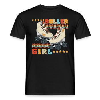 Roller Girl Retro 70s 80s Roller Skating - Men's T-Shirt - black - Front - AI Model Male 178 light (178cm)