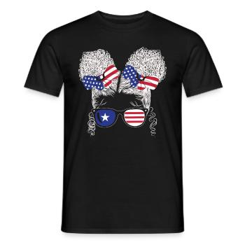 Patriotische Dame 4. Juli - Männer T-Shirt - Schwarz - Vorne - AI Model Male 178 light (178cm)