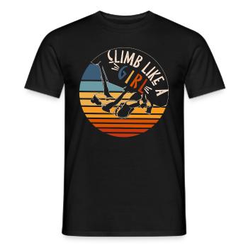 Climbing Girl Climber WoBouldering - Men's T-Shirt - black - Front - AI Model Male 178 light (178cm)
