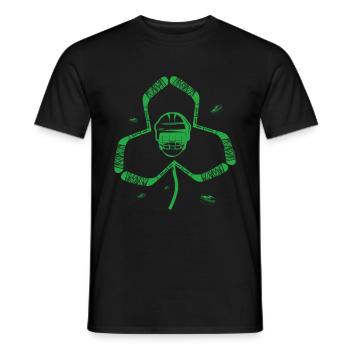 Ice Hockey Helmet Cloverleaf St. Patrick's Day - Men's T-Shirt - black - Front - AI Model Male 178 light (178cm)